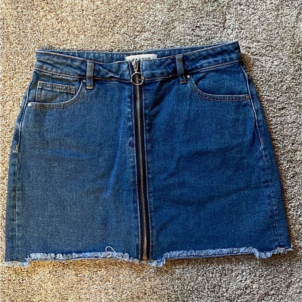 denim mini skirt